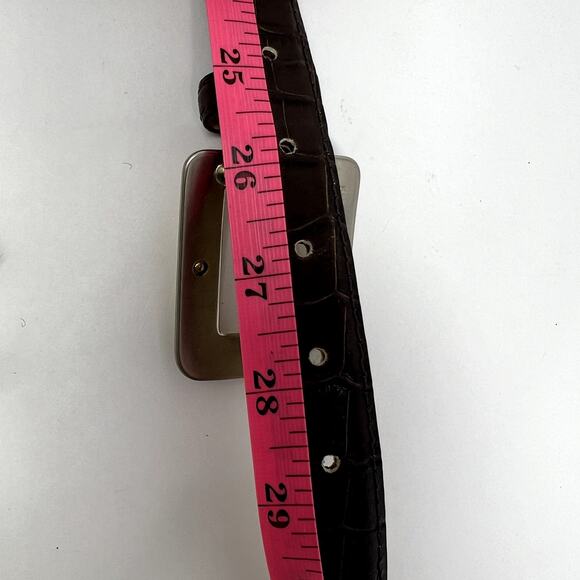 Avignon Crocodile Belt Women Size Small Brown Leather Gold Buckle Made in USA main image 8